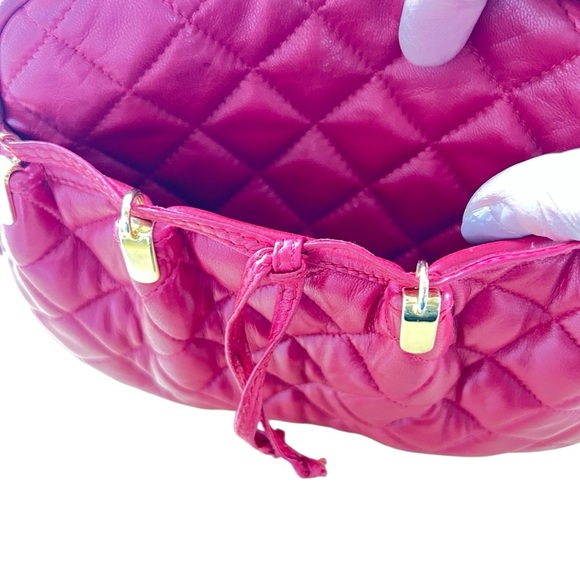 Judith Leiber Red Quilted Crossbody Bag with Diamond Pattern Kid leather - Picture 7 of 14